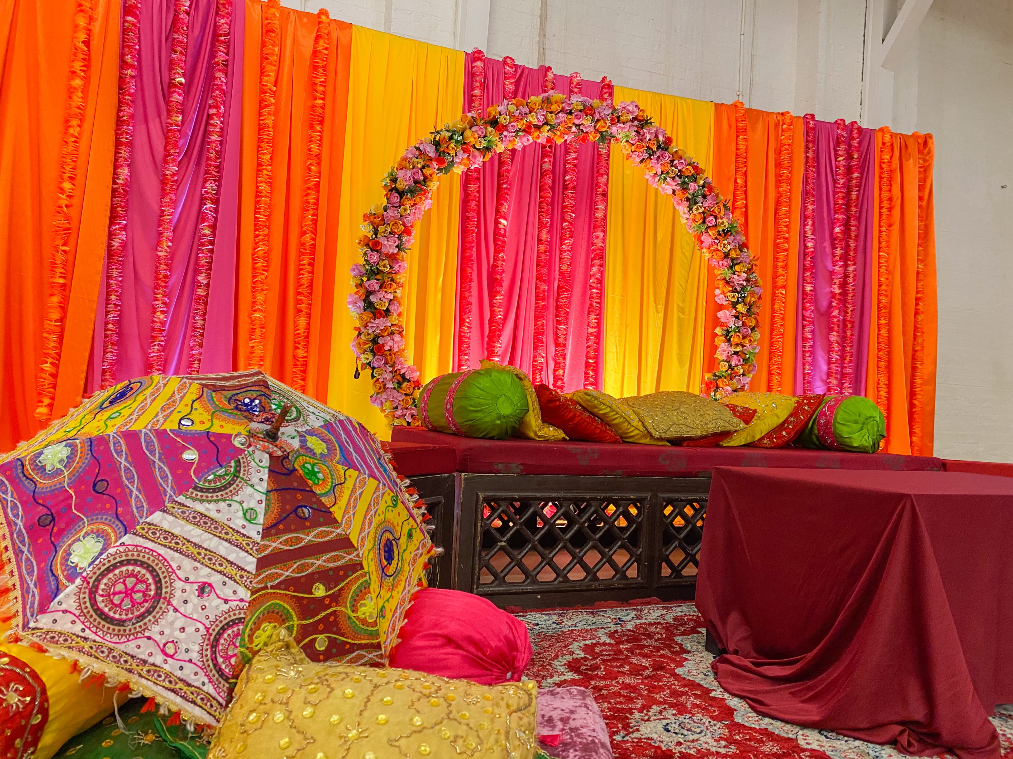 Mendhi stage decor London