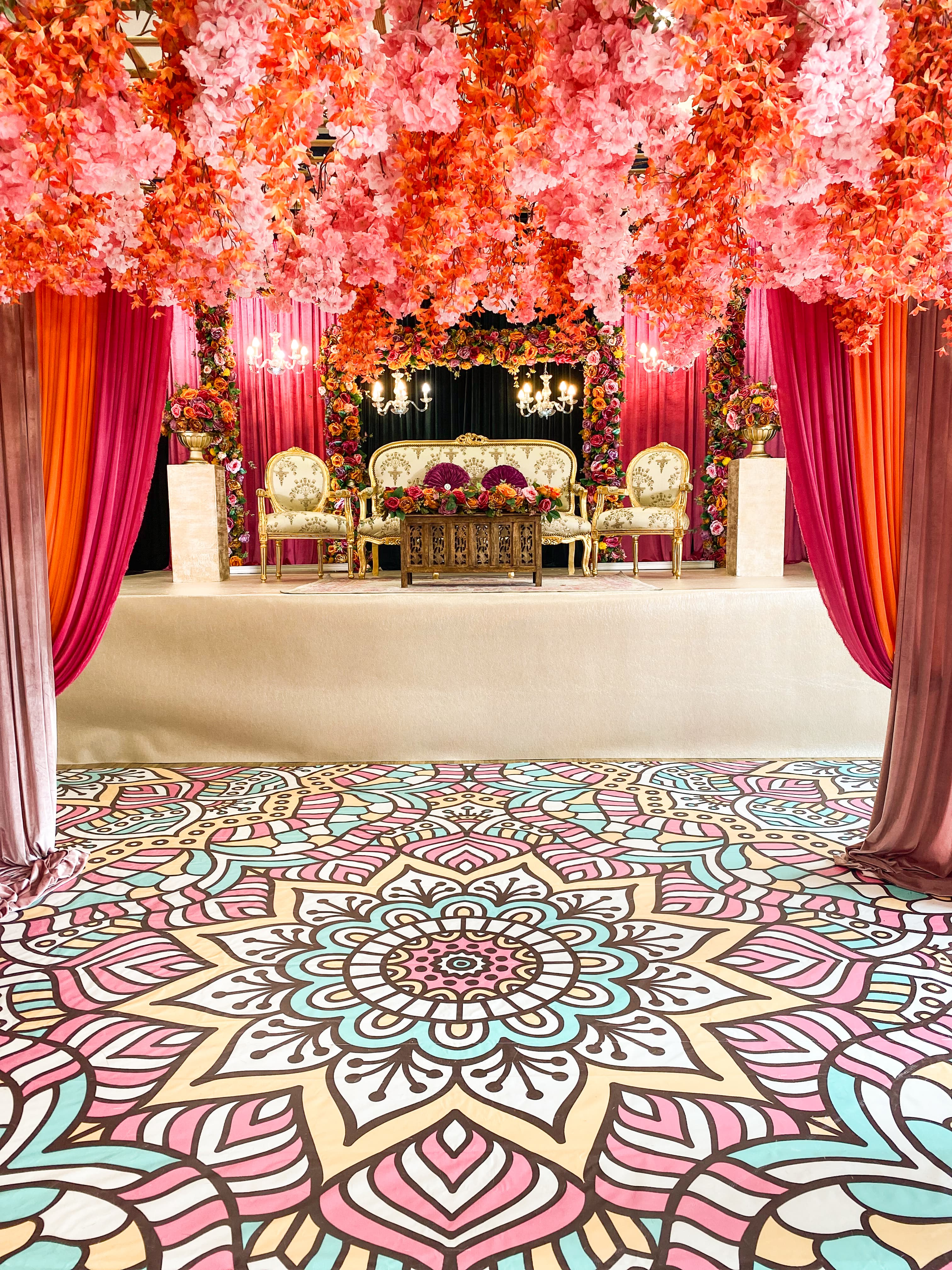 Mendhi stage decoration London by Grand Affairs
